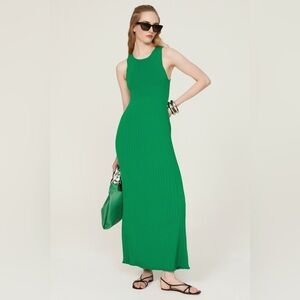 Marina Moscone Women’s Knit Combo Pleated Maxi Dress - Green - XXL